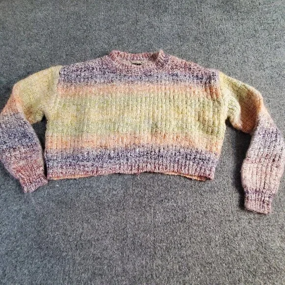 Moon and Madison boutique womens size XS cropped multi colored/striped sweater - Picture 1 of 13